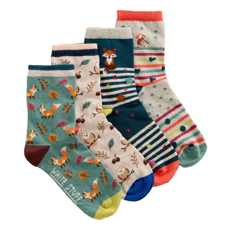 White Stuff Woodland Animals Socks - 4 Pack image number 0